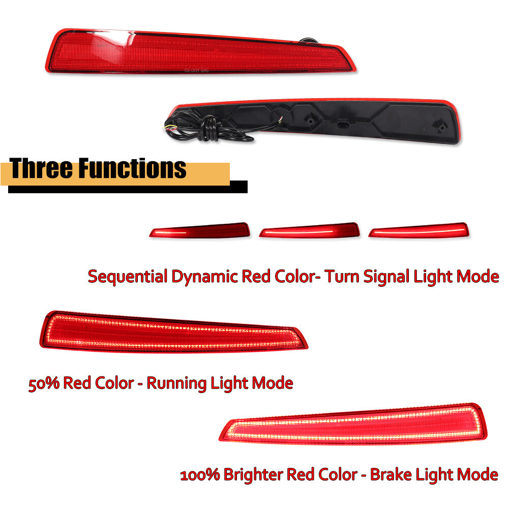 2-Piece Fit for Acura TL 2009-2011 Red LED Rear Bumper Reflector and Rear Brake Stop Light