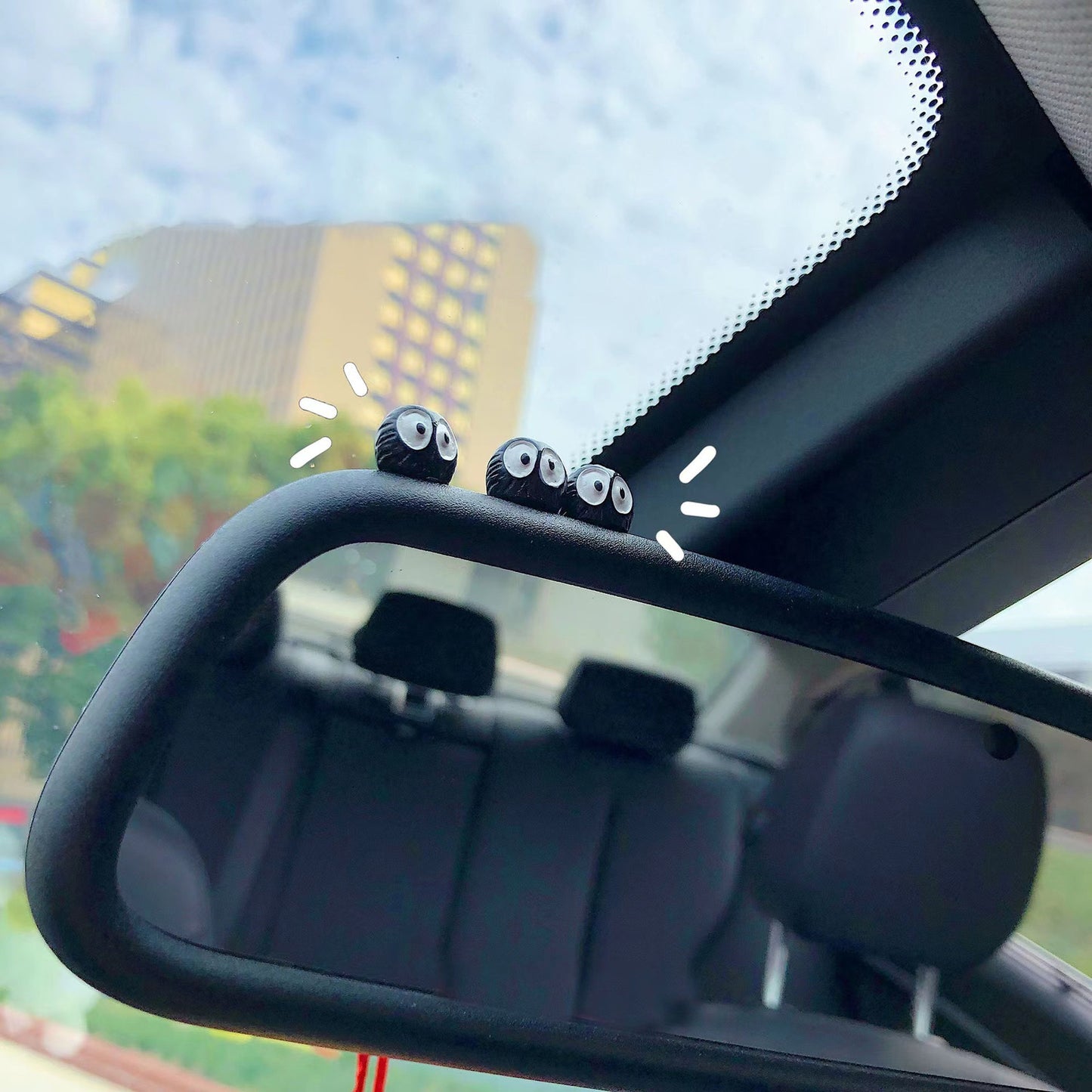 10Pcs Cute Soot Sprites Car Rearview Mirror Accessories Car Interior Decoration