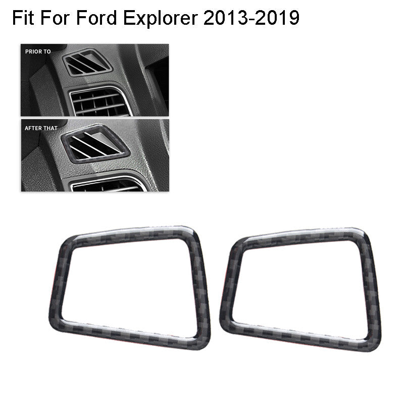 Carbon Fiber Air Vent Outlet Decorative Cover Trim for Ford Explorer 2013-2019