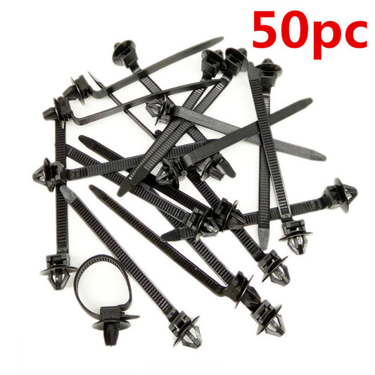 50pcs Car Released Fastener Cable Wire Bundled Zip Tie Wrap Strap Clip Nylon Kit