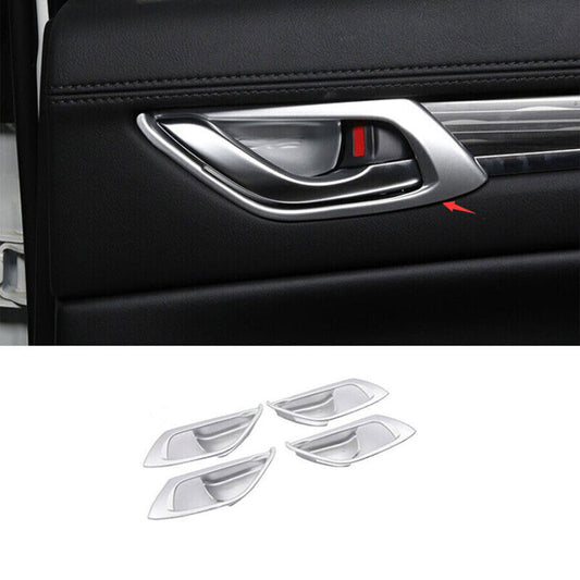 for Mazda CX-5 2017-24 Matte Silver Inner Door Handle Frame Molding Cover Trim