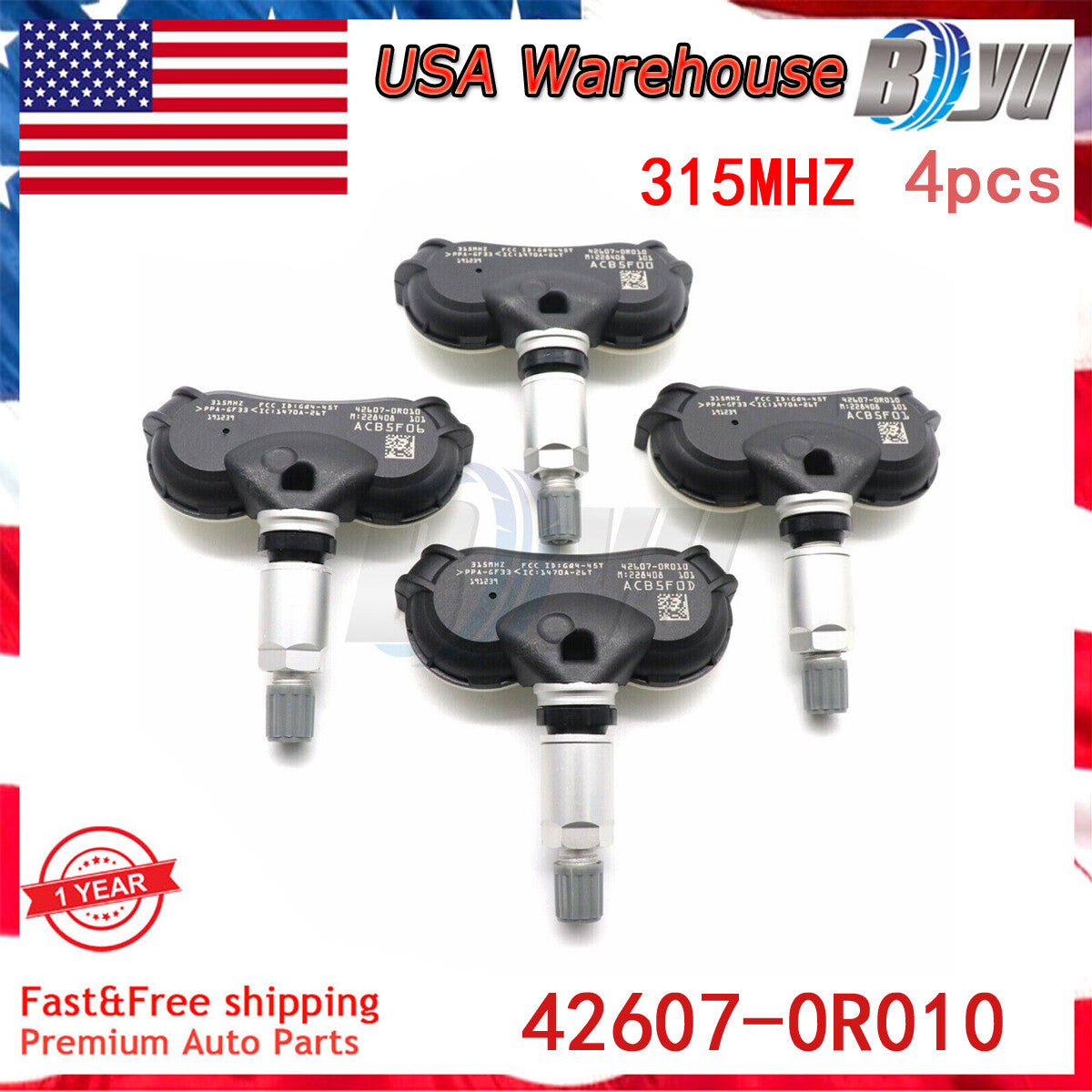 4x Tire Pressure Sensor TPMS 315Mhz 42607-0R010 for Toyota Highlander RAV4 13-20