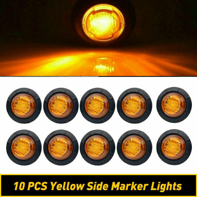 Pickup Round Side Marker lights 3/4 LED Bullet Light Truck Trailer Amber 10 PCS