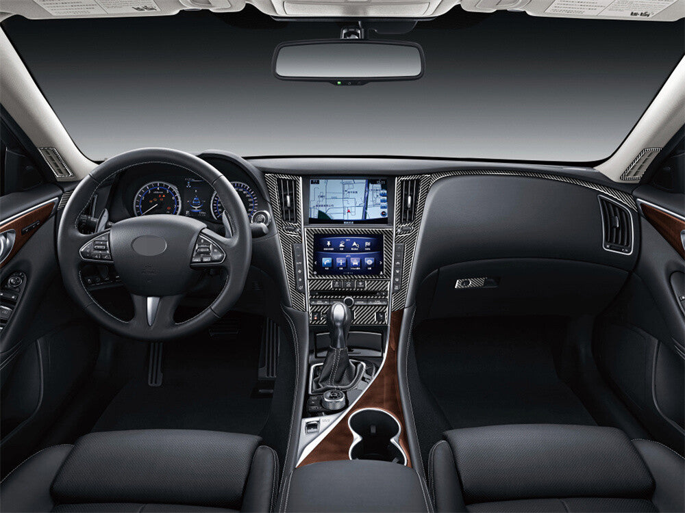 17PCS Carbon Fiber Central Control Interior Trim Set for Infiniti Q50/60 2014-22
