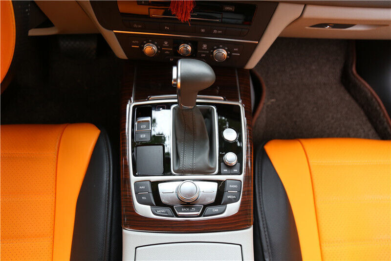 Car Inner Gear Shift Knob Head Cover Trim 1 Fit for Audi A6L 2012-2015 Red Wood
