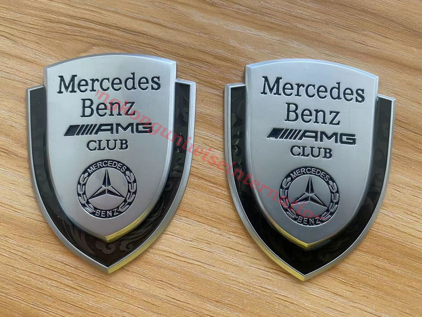 2X Chrome 3D Logo Badge Car Body Emblem Ornament for AMG A/B/C/E/S