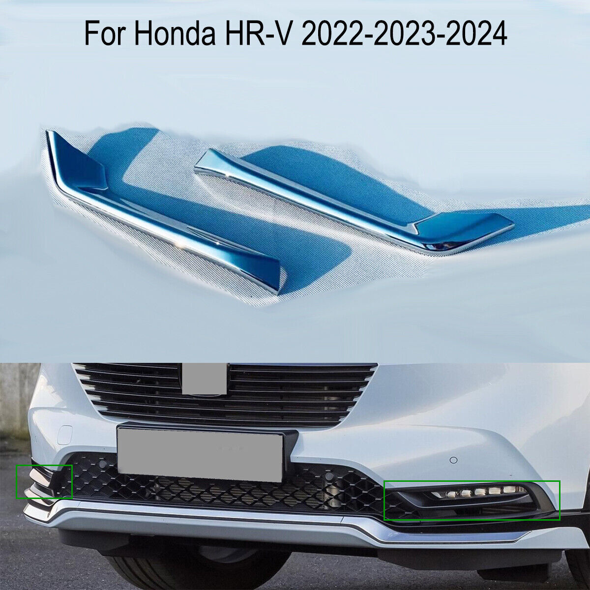 Chrome ABS Front Fog Light Lamp Cover Trims Decor for Honda HR-V HRV 2023-2024