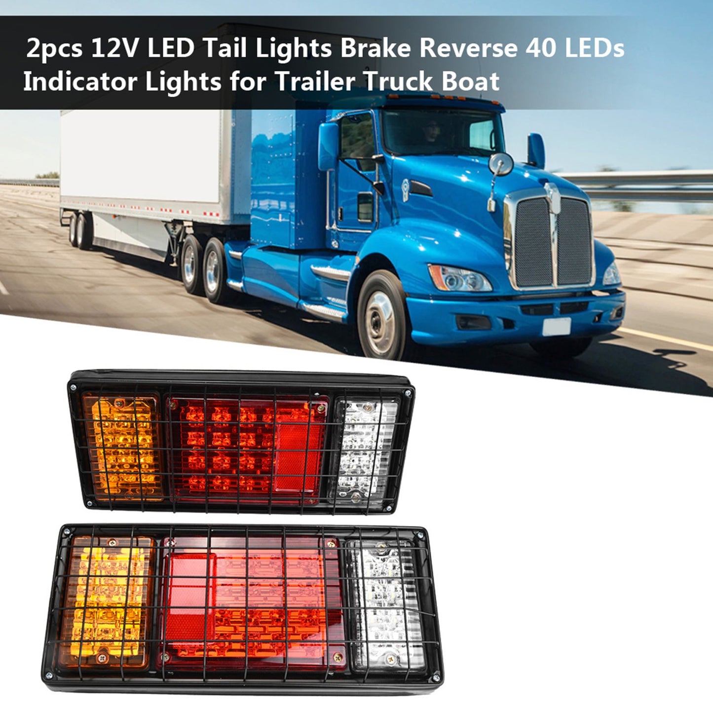 LED Trailer Tail Light 2pcs 12V LED Stop/Turn/Tail/Light Brake Reverse Light 40