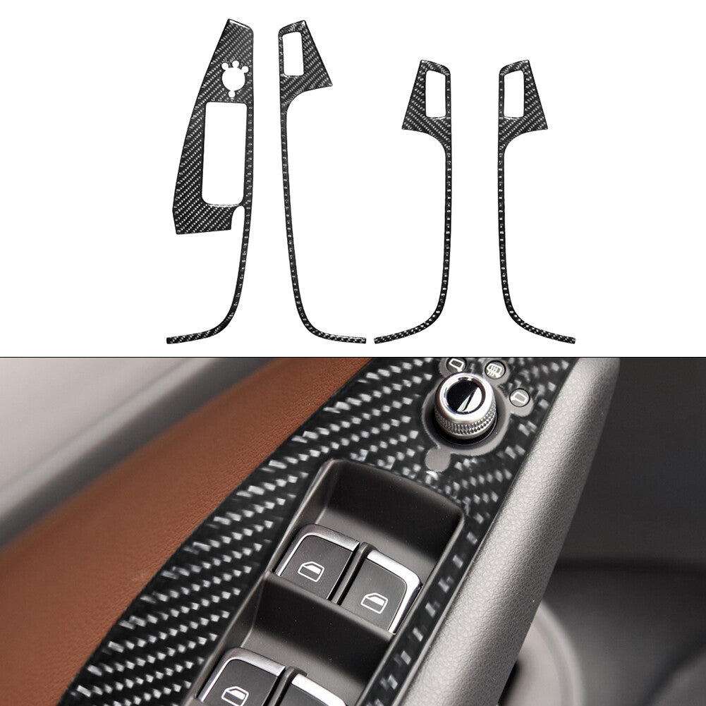 4Pcs Car Window Lift Button Trim Cover Decor Carbon Fiber for Audi Q5 2009-2017