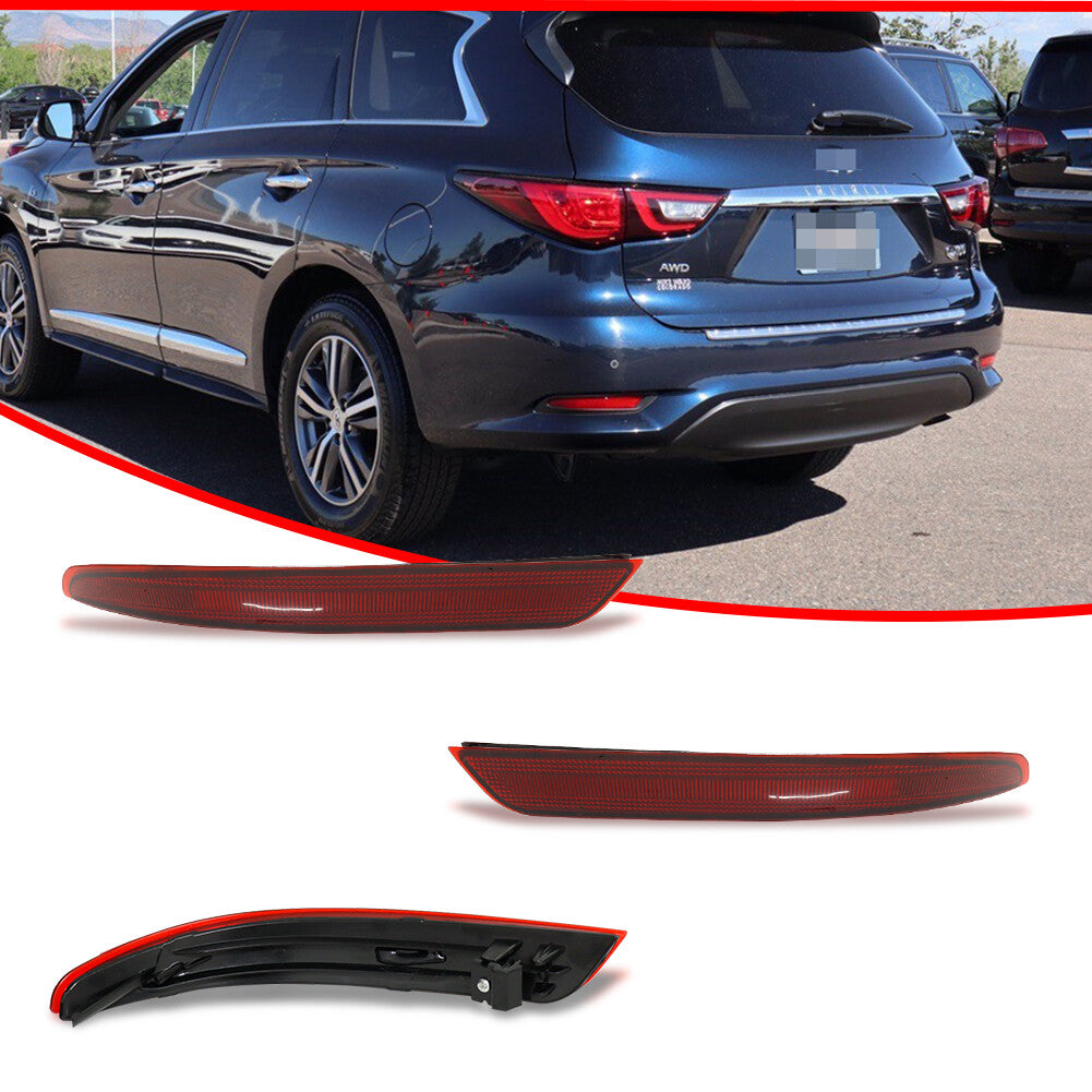 Rear bumper red reflector lens trim, 2-piece set for 2016-2020 for INFINITI QX60