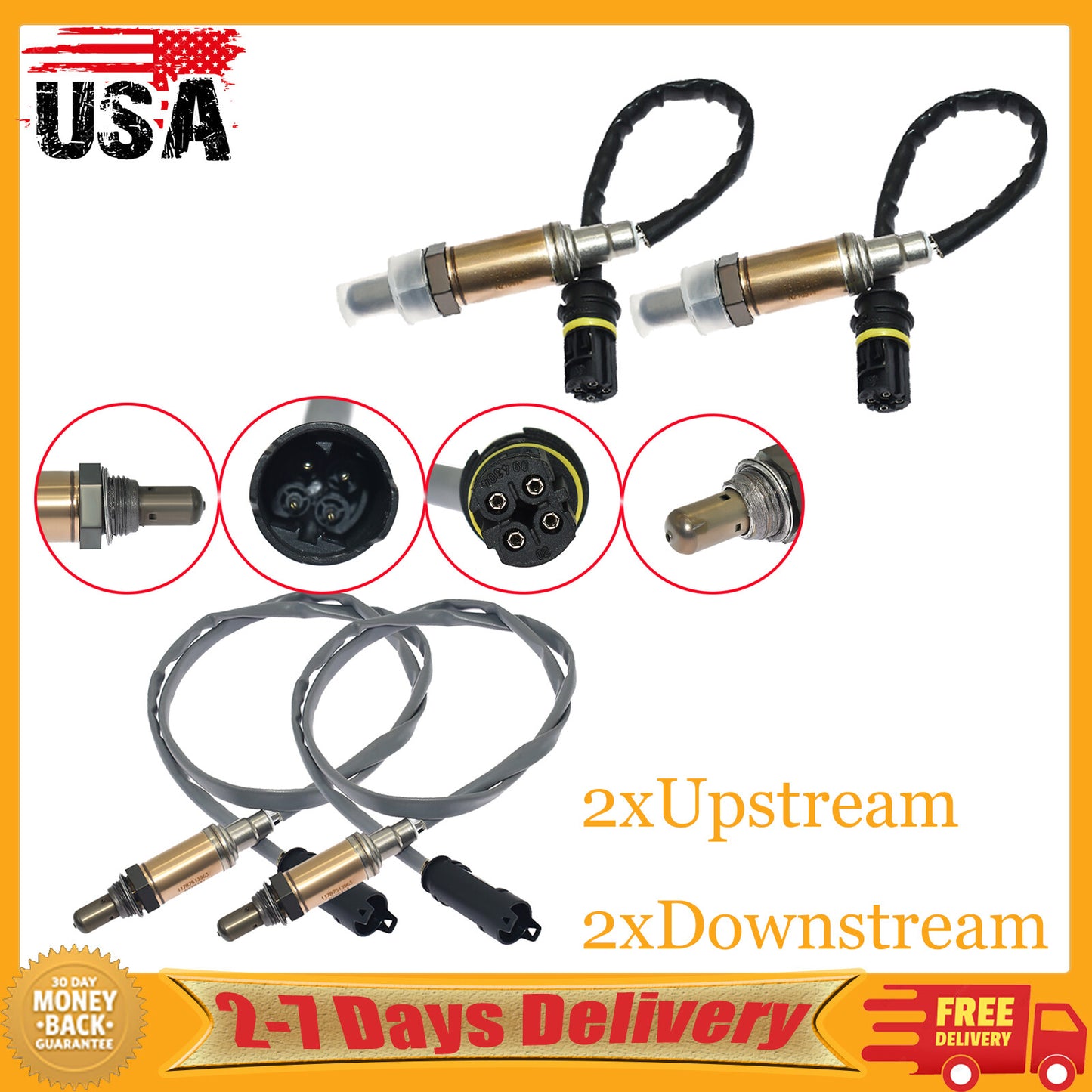 4x Oxygen Sensors Up/Downstream for BMW 323Ci 325i 328i 330i X3 X5 Z3 for Land Rover