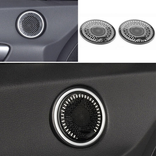for Hyundai Sonata 2020-2023 Black S.Steel Front Door Speaker Horn Cover Trim 2X