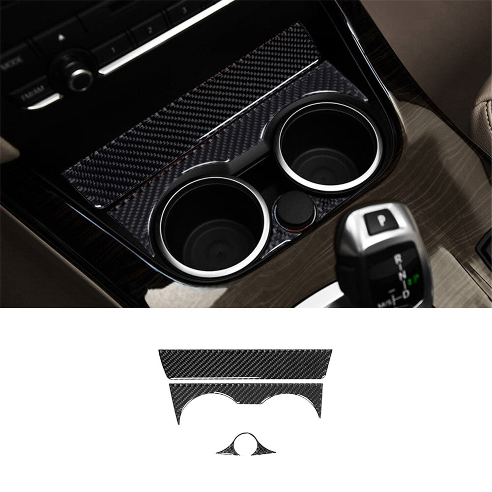 3Pcs Carbon Fiber Center Cup Holder Cover Trim for BMW X3 F25 X4 F26 2011-2017