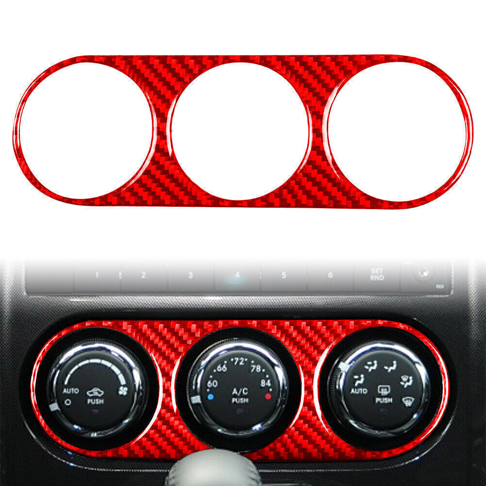 Red Carbon Fiber Air Conditioning Switch Panel Cover for Dodge for Challenger 08-14