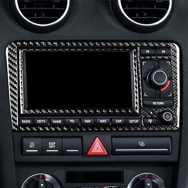 Real Carbon Fiber Car Navigation Panel Cover Trim for Audi A3 S3 2006-2007 2PCS
