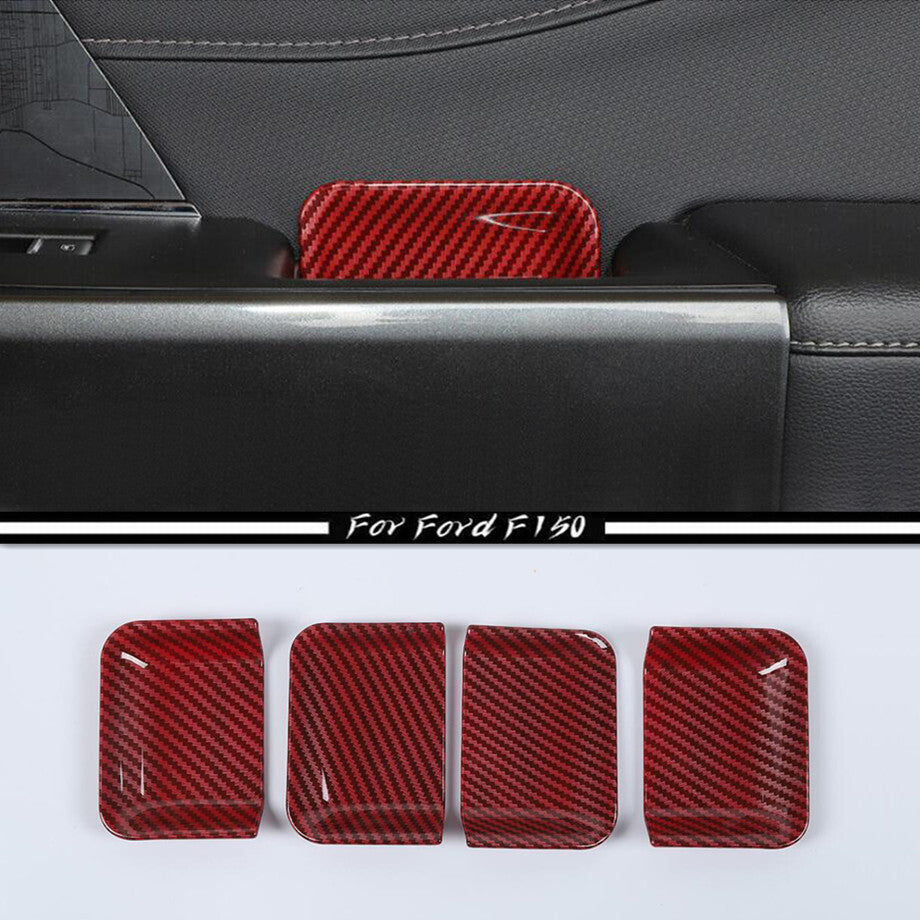 Suitable for 21-23 for Ford F150/F-150, red carbon fiber interior door handle cup cover trim