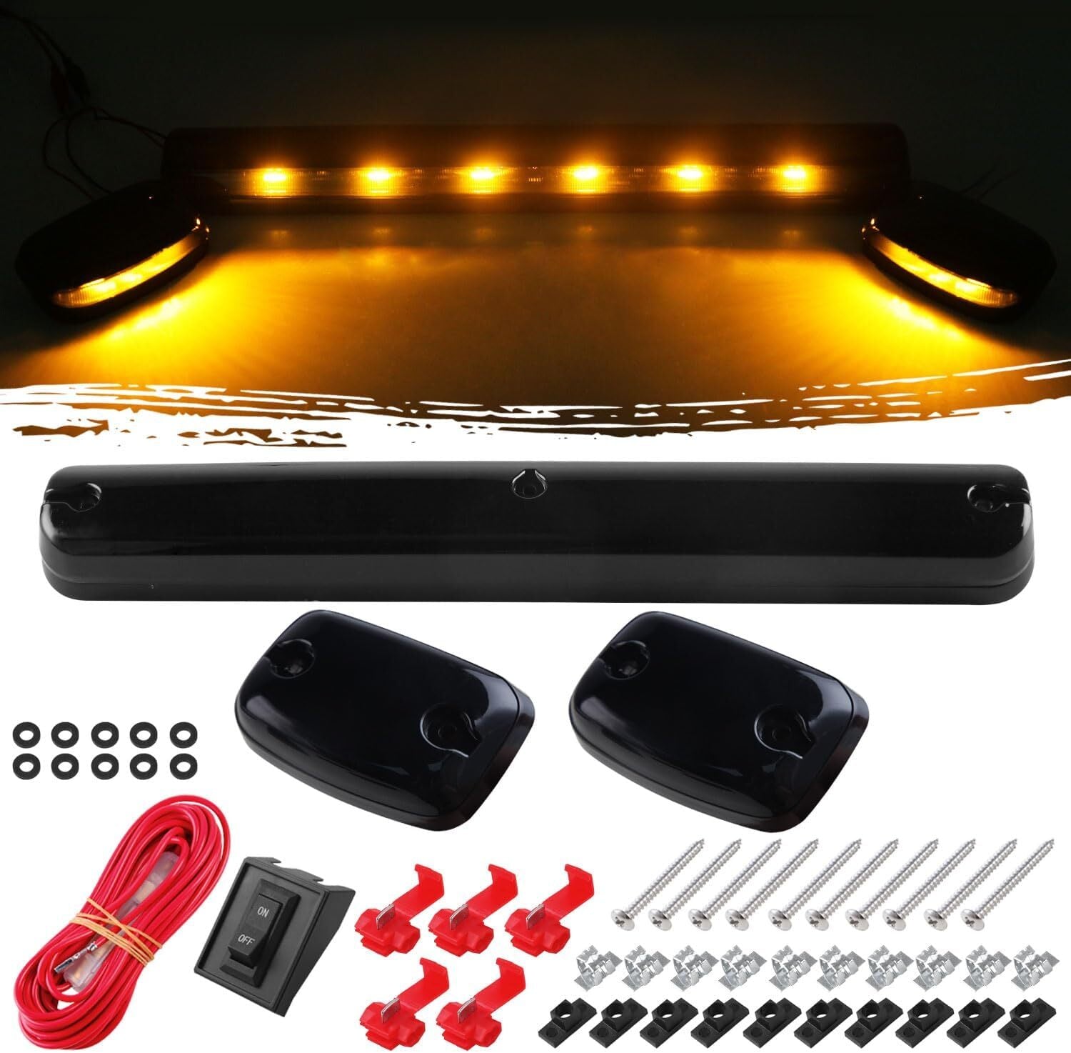 Full Set Amber Cab Roof Top Marker LED Lights For 07-14 for Chevy for GMC 1500 2500 3500