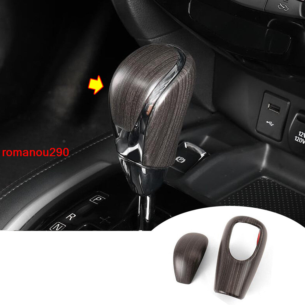 for Nissan Rogue 2017-2020 ABS Wood Grain Gear Shift Knob Shifter Cover Trim