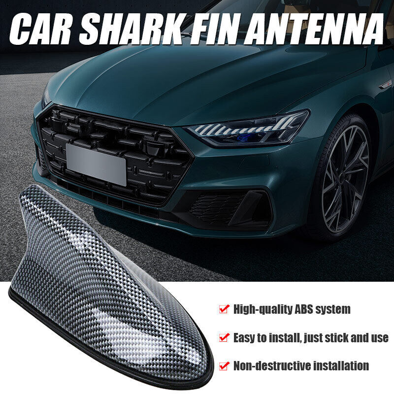 Carbon Fiber Shark Fin Roof Antenna Car Aerial FM/AM Radio Signal Waterproof
