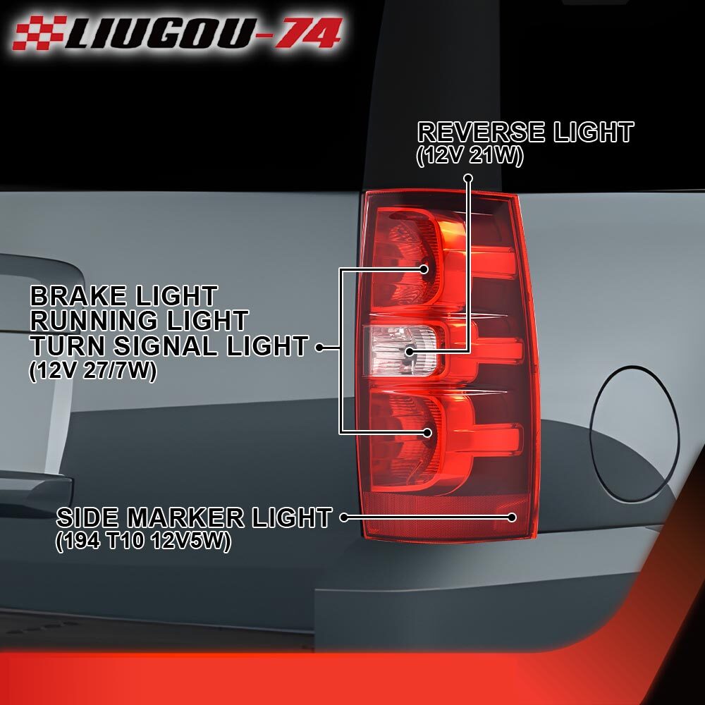 Taillights suitable for 2007-14 for Chevrolet Tahoe Suburban 1500 with bulbs on the passenger side.
