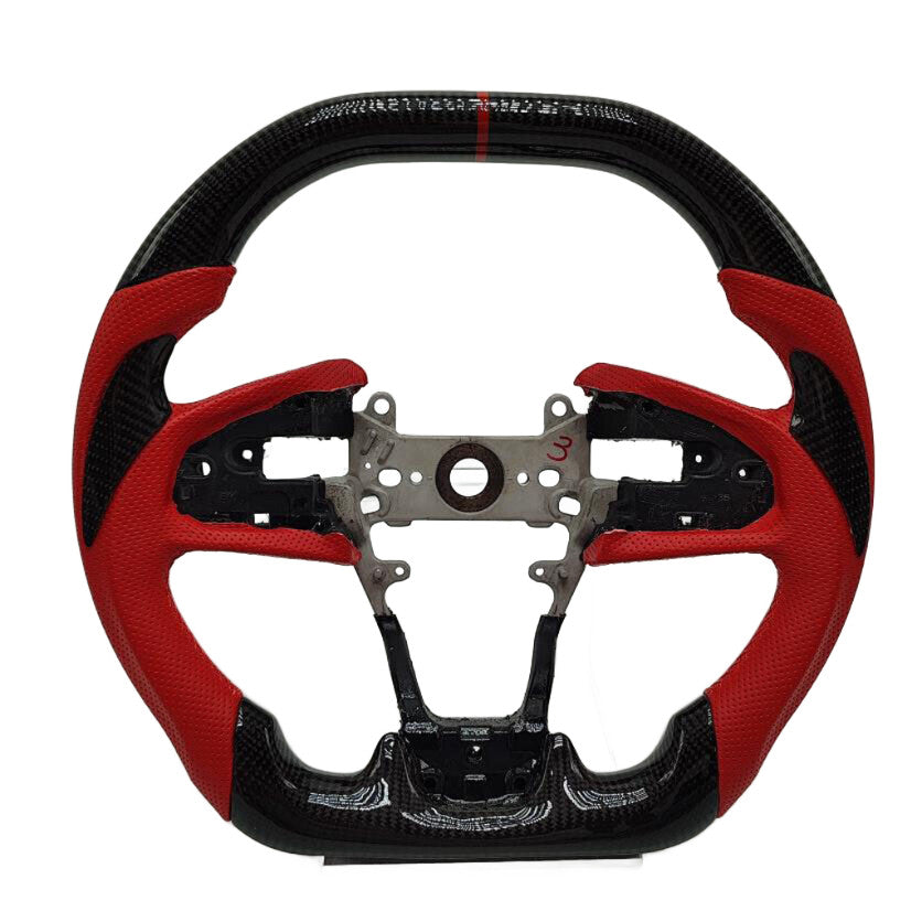 For 2016 - 2021 2020 2019 for HONDA for CIVIC Carbon Fiber Steering Wheel Black / Red
