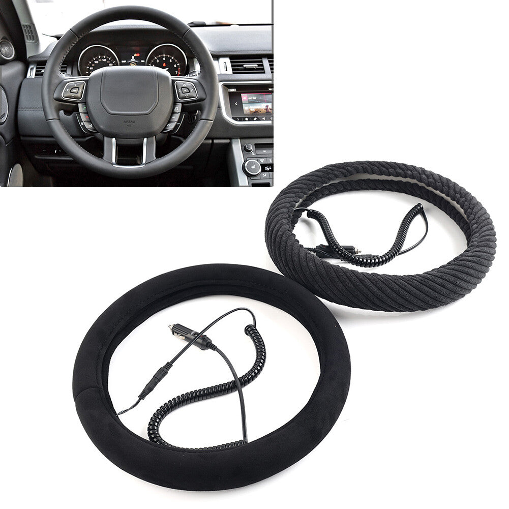 Heated Steering Wheel Cover Tangle Design Heating Hand Warmer 14.5-15.5in