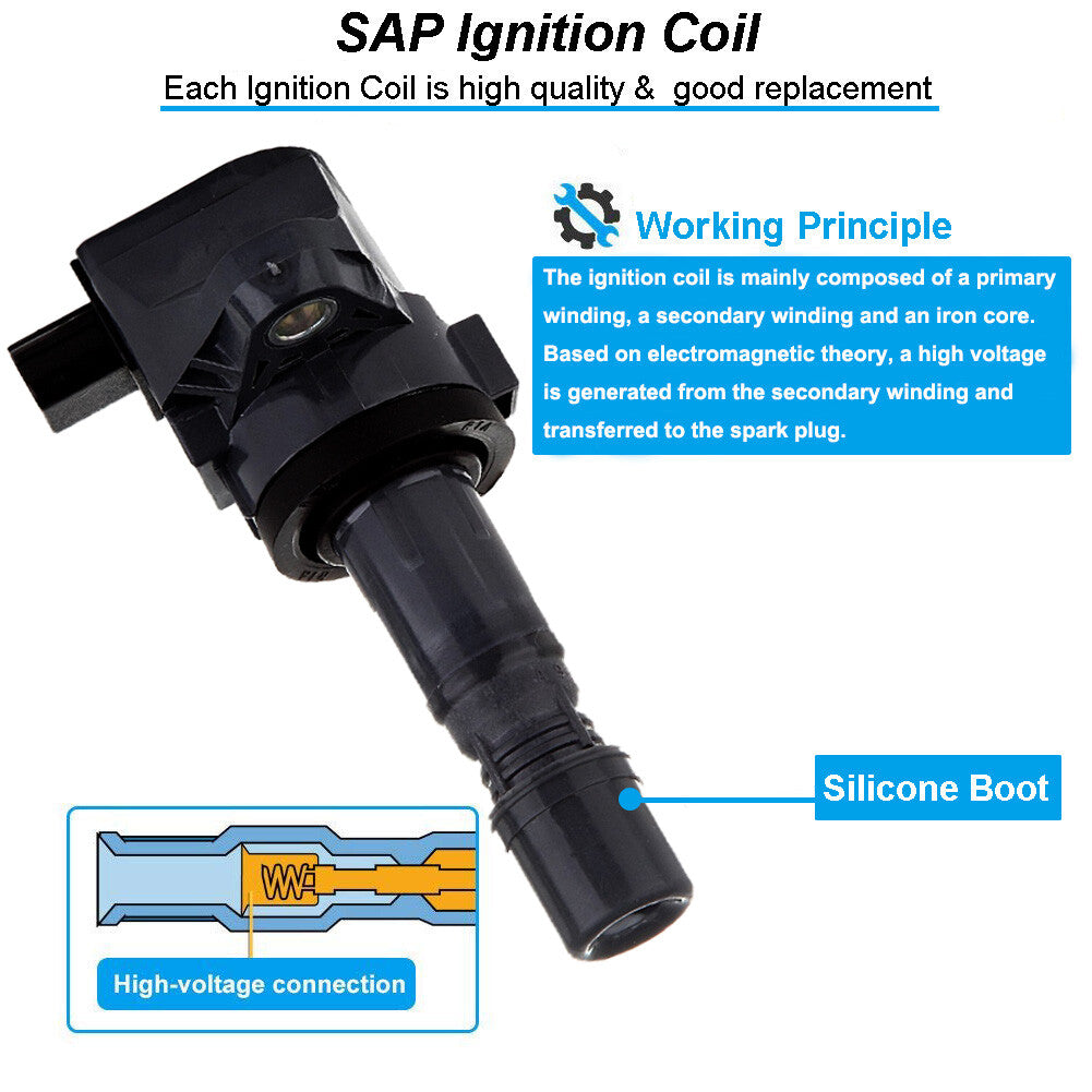 4PCS Ignition Coils 30520-R1A-A01 for Honda for Civic HR-V 1.8L for Acura ILX 2.0 UF672