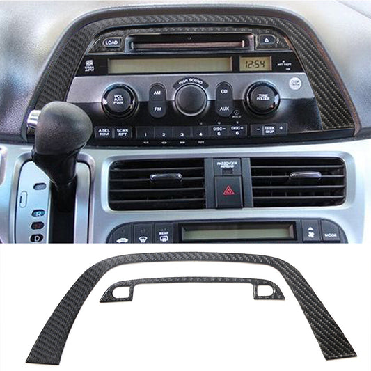 2x Center Carbon Fiber CD Console Frame Sticker Trim for Honda Odyssey 2005-2010