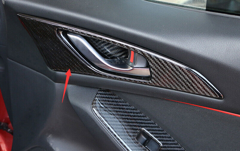 for Mazda 3 Axela 17-2018 Soft Carbon Fiber ABS Inner Door Handle Cover Trim 2P
