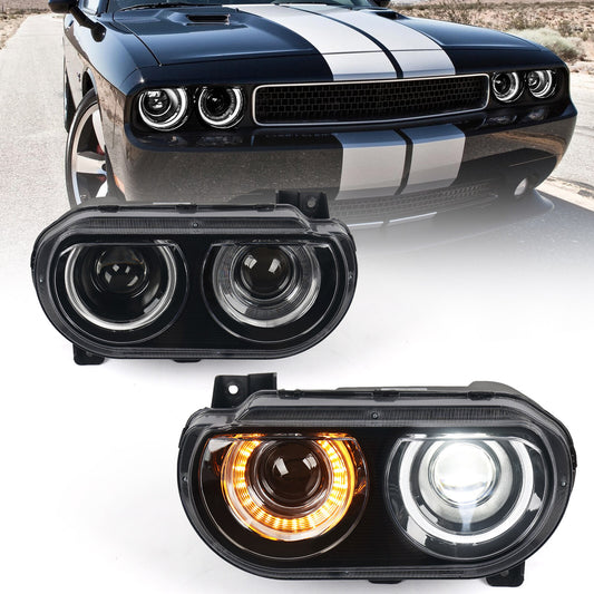 2P For 2008-2014 for Dodge for Challenger Projector Upgrade Headlights Front Lamps LH RH