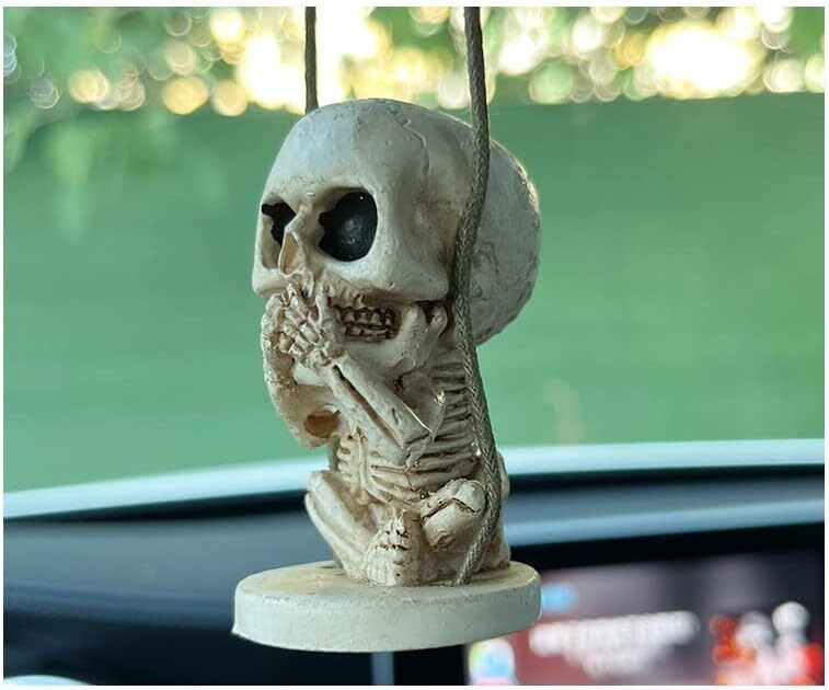 Halloween Sugar Gothic Skull Car Mirror Hanging Rearview Accessory Decoration A