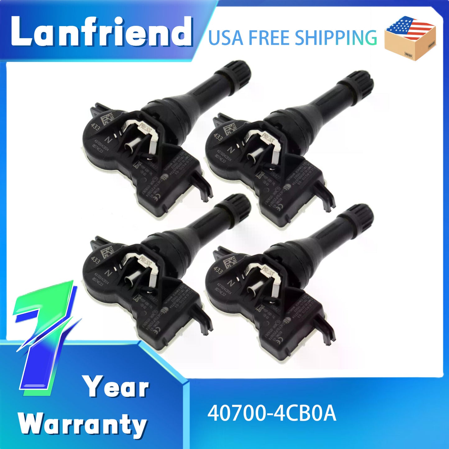 4PCS 407004CB0A TPMS Sensor Fit for Infiniti Q50 QX60 2014-2020