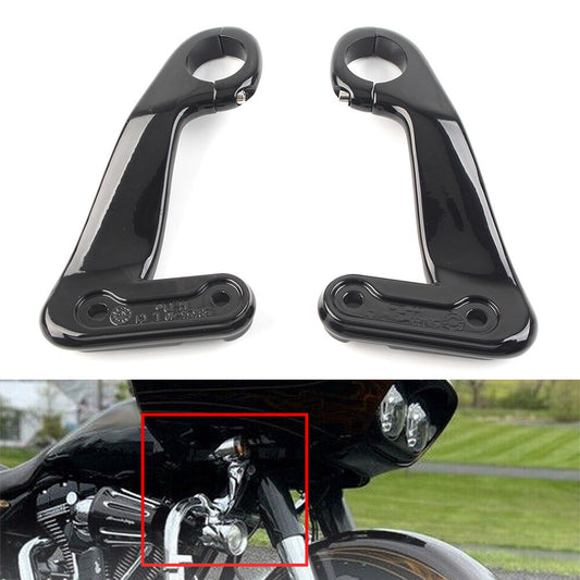 Black Front Fairing Support Brackets Mounts for Harley Road Glide 2010 2011-2013