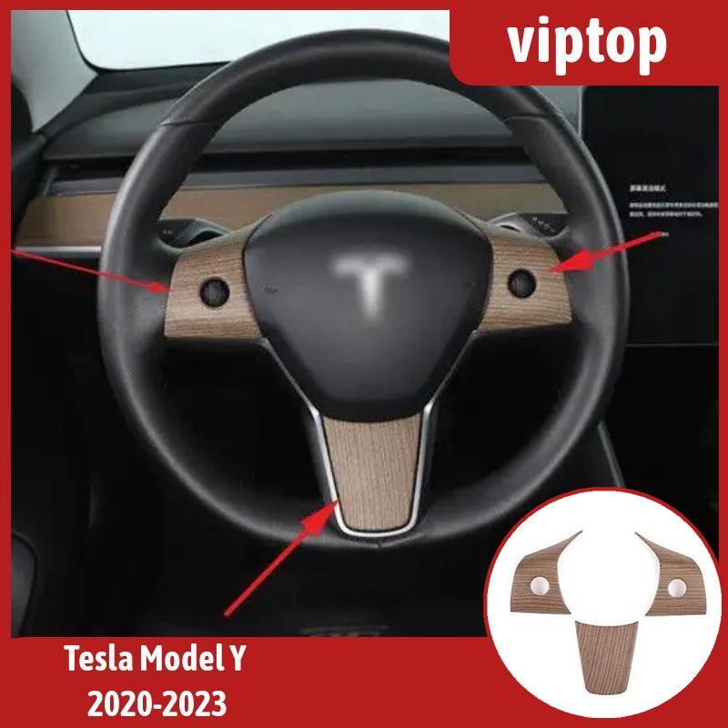 3x ABS Wood Grain Steering Wheel Strip Cover Trim for Tesla Model 3 Y 2017-2023