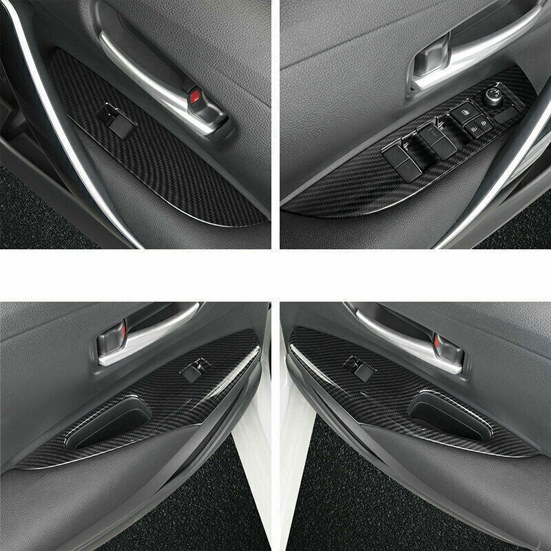 4P Carbon Fiber Window Lift Panel Switch Cover Trim for Toyota for Corolla 2019-2023