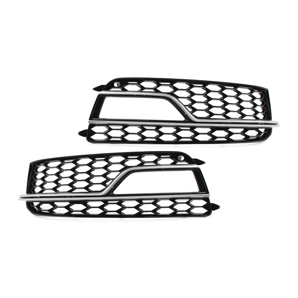 Pair Bumper Honeycomb Mesh Fog Light Grille Cover for Audi A5 S5 13-17 13