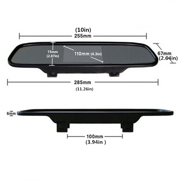 Car Reverse Backup Reversing LED Camera Rearview Mirror Display Monitor