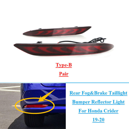 2pcs LED Rear Brake Taillight Bumper Reflector Lights for Honda Crider 2019-20 B