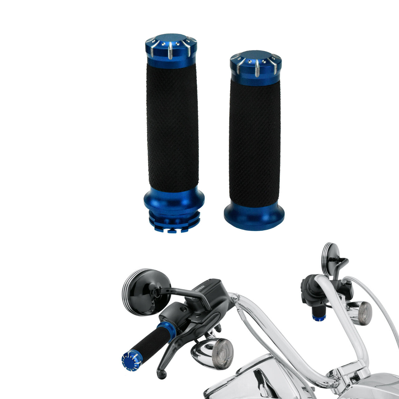 1 Blue Handlebar Hand Grips Fit for Harley Touring Sportster Dyna Softail VRSC