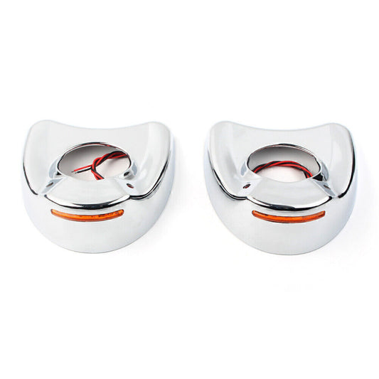 for Harley Electra Glide 96-13 Yellow Fairing Mount Side Mirror LED Cover Shell