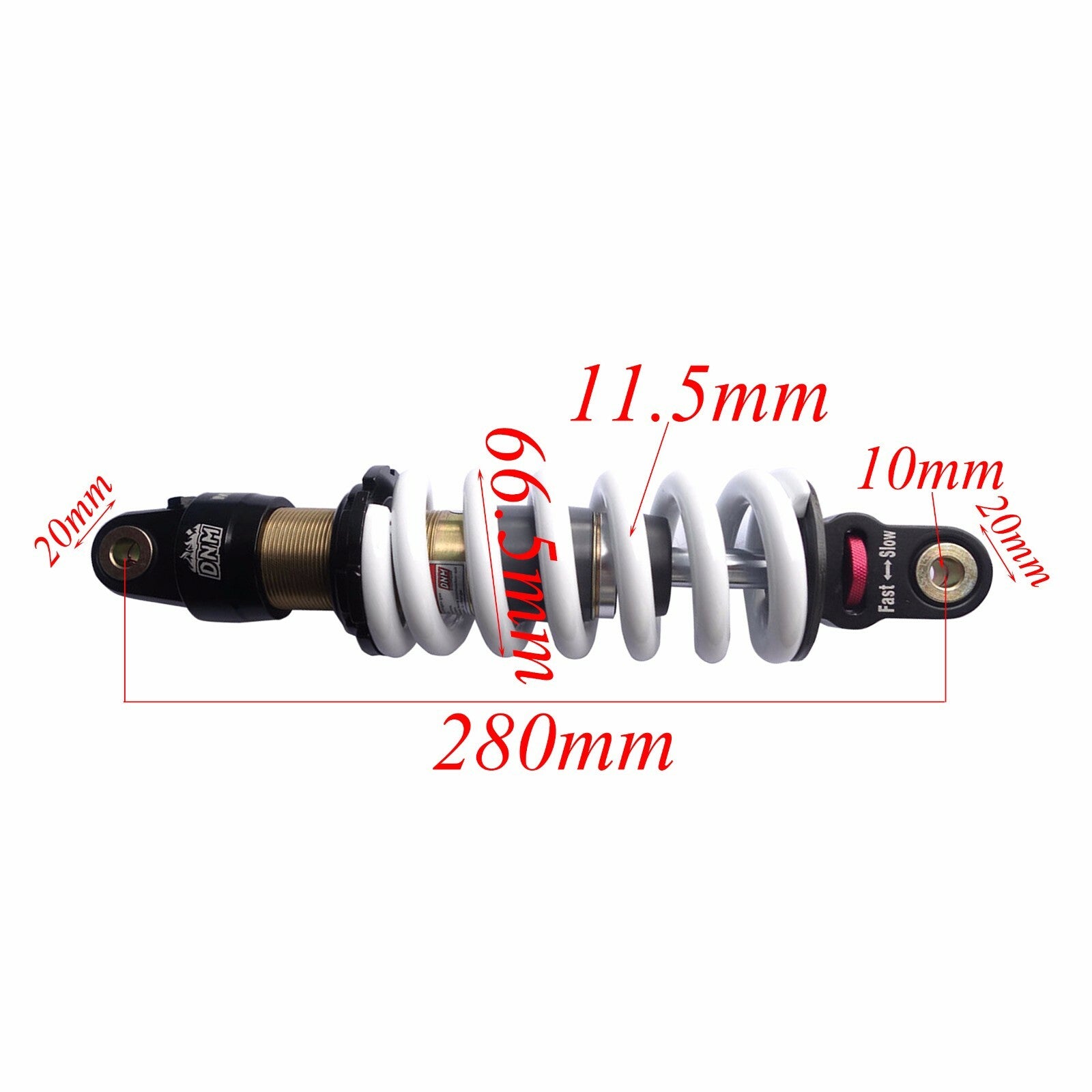 DNM 280 mm 11-inch rear shock absorber for Pit Dirt bicycles and for mini bicycles.