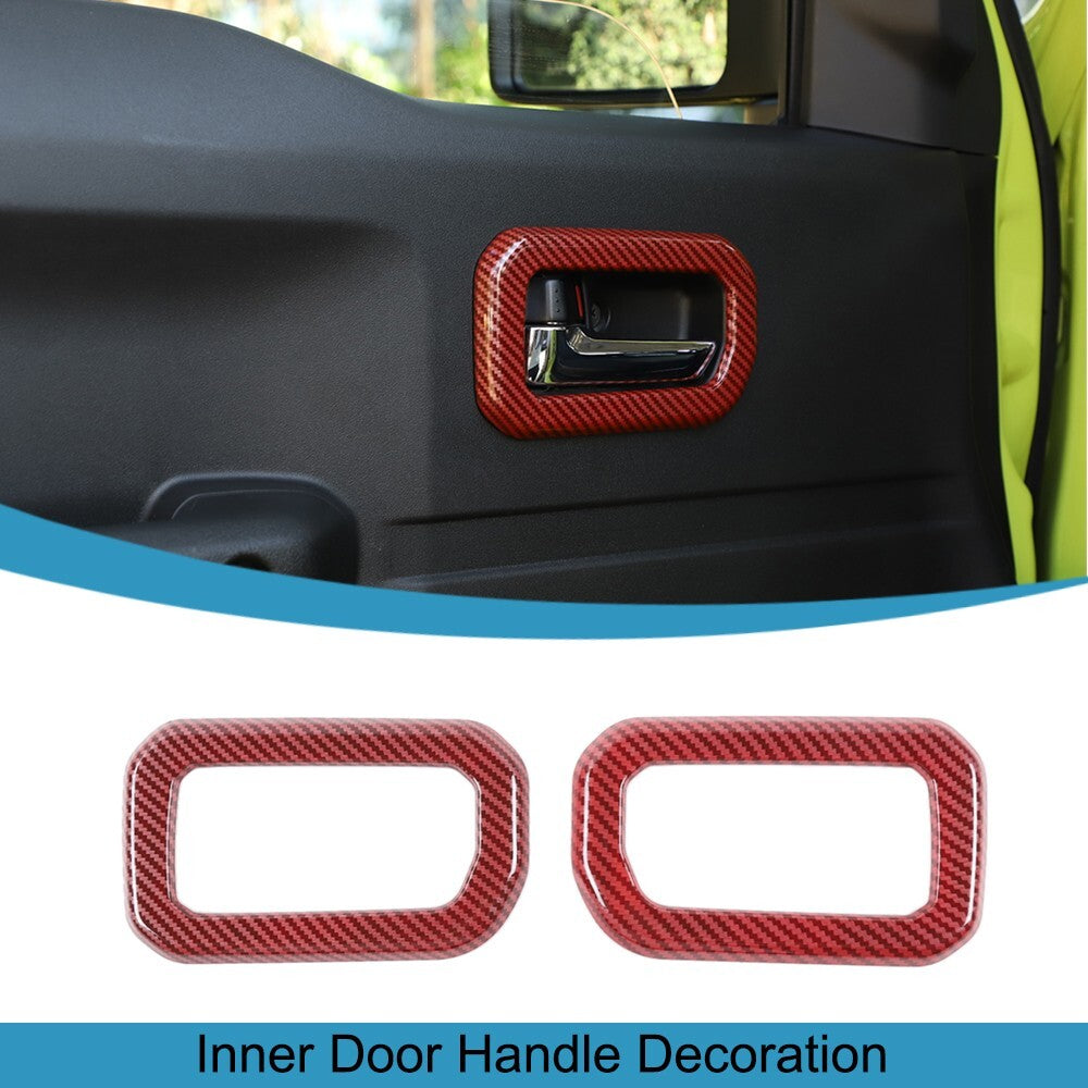 Red Carbon Fiber Inner Door Handle Bowl Cover Trim for Suzuki for Jimny 2019-2023