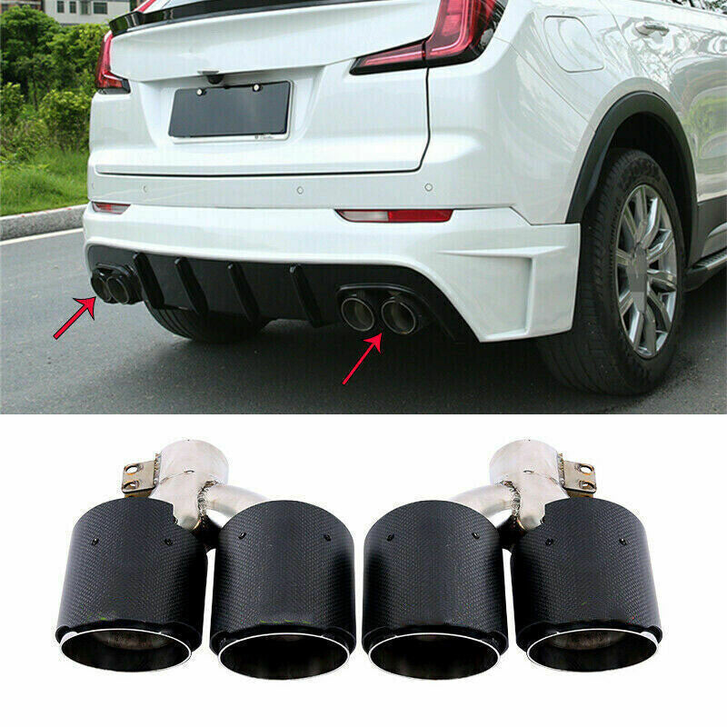 for Cadillac XT4 2019-21 Carbon Fiber Rear Tail Exhaust Muffler Tip Pipe Trim 2P