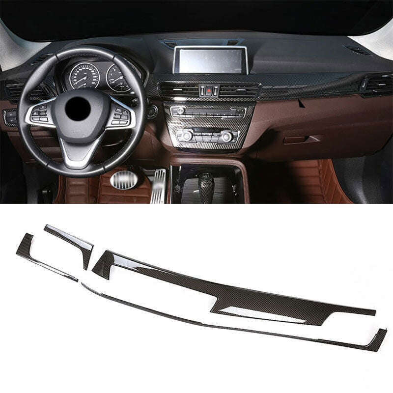for BMW X1 F48 2016-22 ABS Carbon Fiber Central Console Instrument Panel Trim 4P