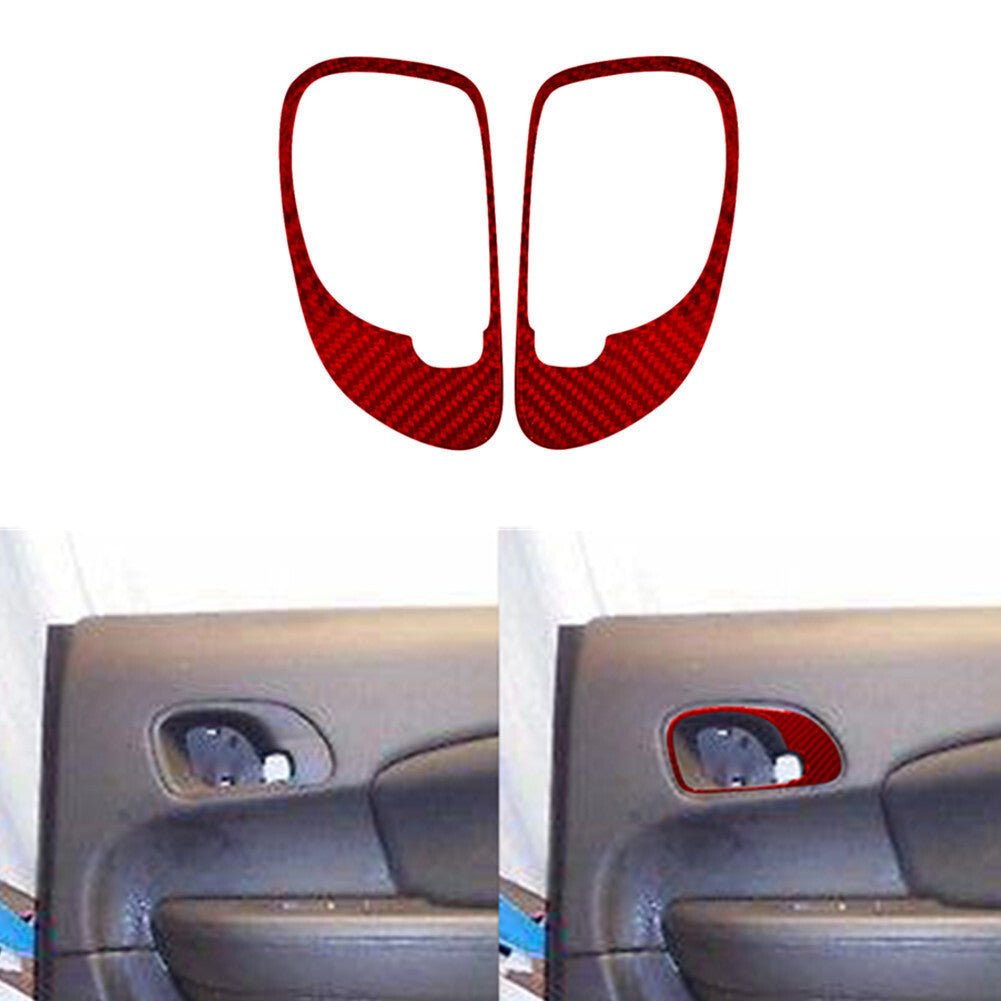2X Red Carbon Fiber Rear Door Handle Frame Cover Trim for Chrysler 200 2011-2014