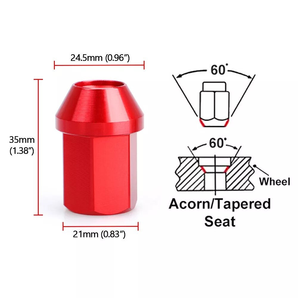 20-pack 35mm M121.5 aluminum wheel lock nuts, wheel lug nuts, anti-theft, 19 HEX