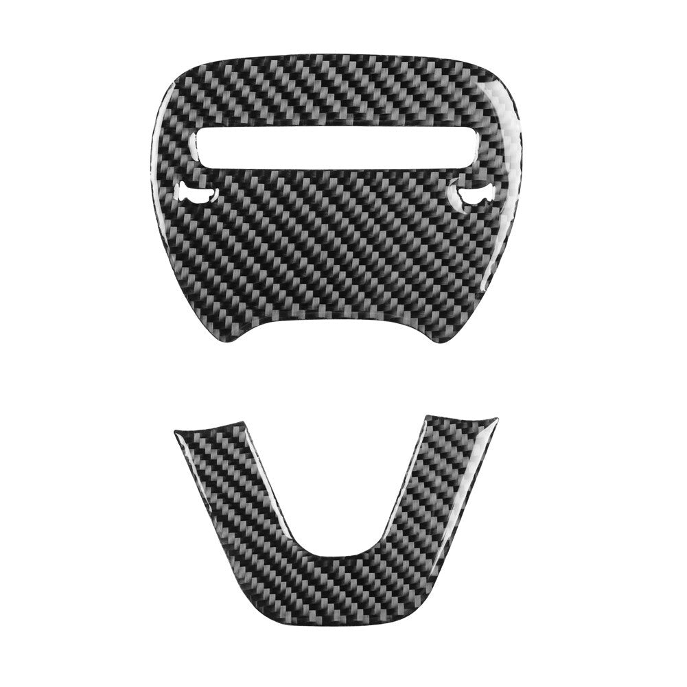 2Pcs Steering Wheel Trim Cover Decor Carbon Fiber for Dodge for Challenger 2015-2020