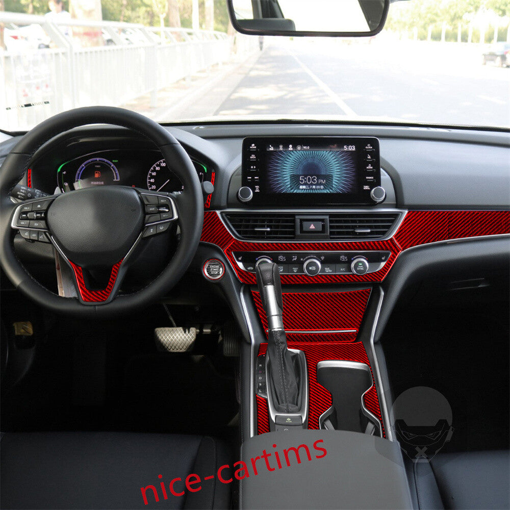 14¡ÁRed Carbon Fiber Central Control Gear Shift Set Trim for Honda Accord 2018-21