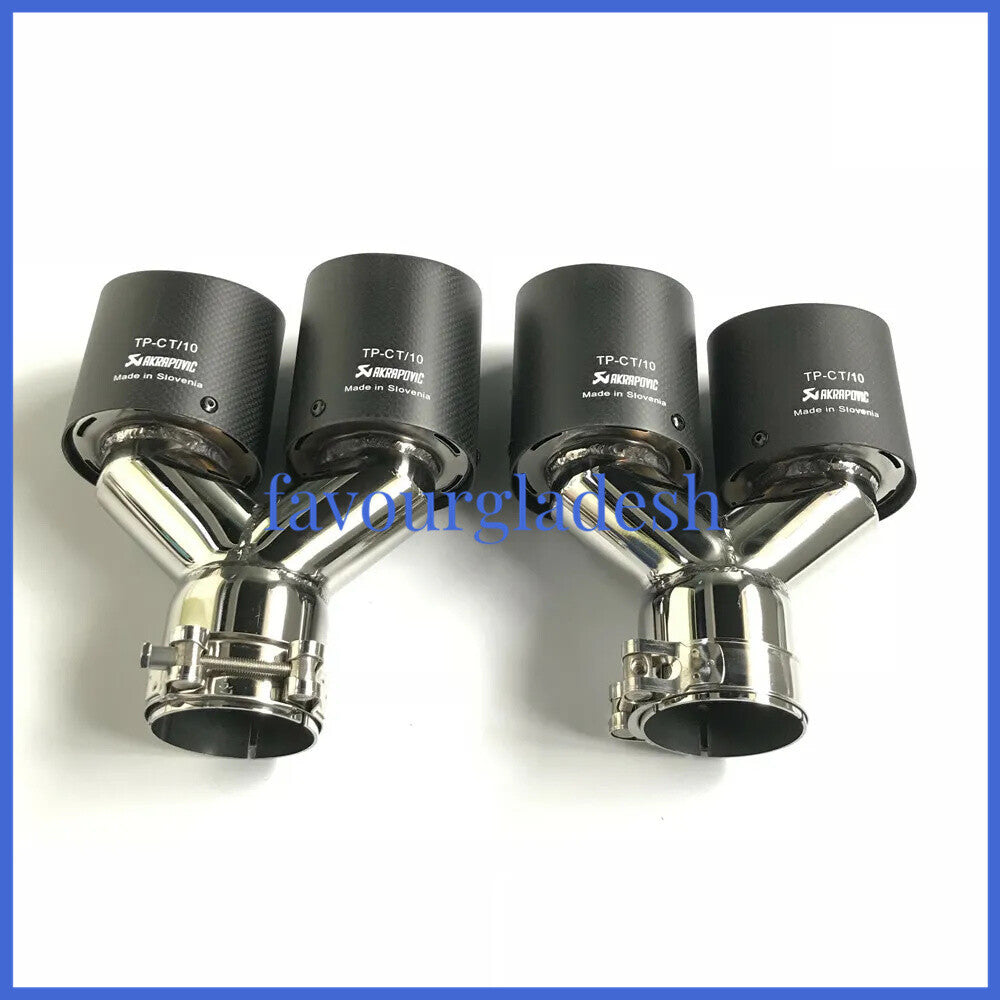 2PCS: ID:2.5(63mm) OD:4.0(101mm) Akrapovic Carbon Fiber Exhaust Tip Dual Pipe