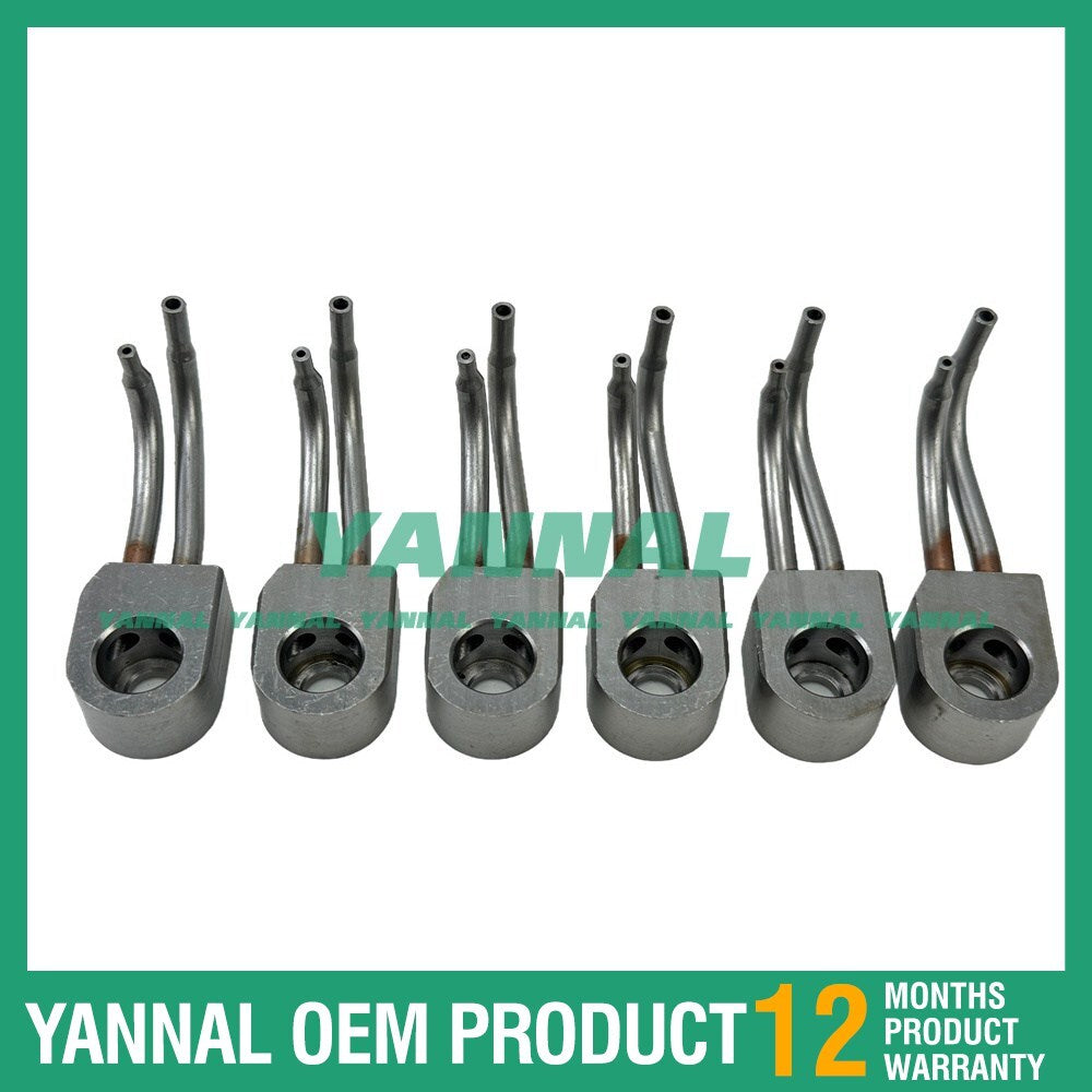 6 oil cooling nozzles, part numbers 2266478 and 2767222, for Caterpillar C11 engines.
